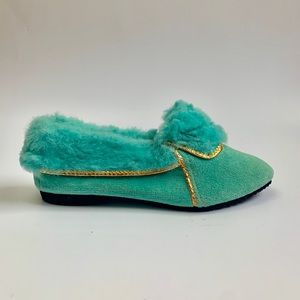 Vintage 1960s deadstock turquoise slipper booties